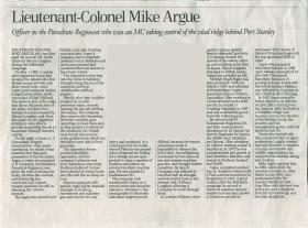 Obituary for Lt-Col Mike Argue.