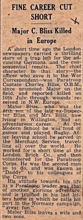 Obituary for Major Colin Bliss