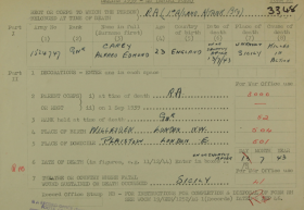 Gnr Alfred E Carey 1939-45 death entry form