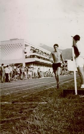 Erwin Haley running against 2 Para on track, Hong Kong 1968