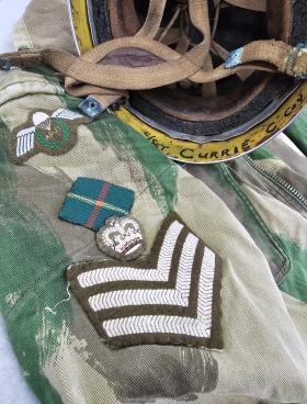 OS CSgt. Brian Currie helmet and smock worn at the time of the Kiel Canal accident