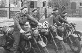 OS 1944 normandy, sapper hanslip 2nd from right on motorcycles 1