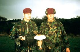 OS 2 Paras pose with a large mushroom during live firing training at Ballykinlar
