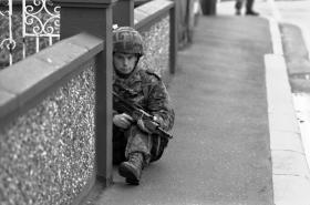 OS Paratrooper junior officer on patrol Cookstown