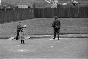 Playing football with locals Cookstown