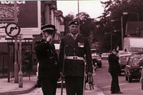 Mal Simpson at Memorial service parade. 1 Oct 1982