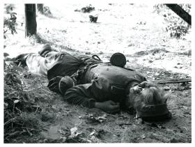 Two dead Germans caught between 1st Battalion, The Border Regiment positions. 