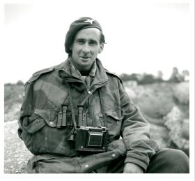 Sergeant Dennis Smith of the AFPU back at Pinewood studios on 28th September 1944. 