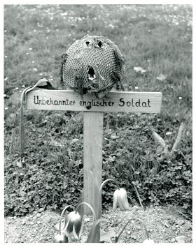 The lone grave of a British airborne soldier buried by the Germans on the northern ramparts of Arnhem bridge. 