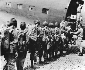 Indian Paratroopers boarding a C47 aircraft