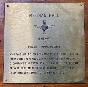 Mechan Hall Memorial Plaque