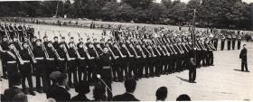 Lieutenant Colonel Allen Parry leading a parade during the presentation of colours