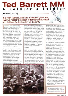 Ted Barrett's obituary. March 2001 'Combat and Survival' magazine