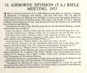 16 Airborne Division Rifle Competition Report 1953