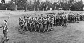 2 PARA march off Barossa Square after Trooping the Colour, Aldershot 1958.