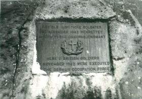 Memorial marking where 11 Op Freshman soldiers were executed by Germans.