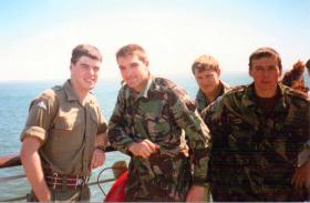 Men of 23 PFA en route to Isle of Man, 1988.