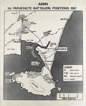 Map Detailing 1 PARA's positions in Aden, 1967