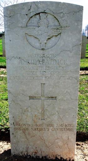 Grave of CQMS Adam Kirkpatrick, Ramleh War Cemetery, Israel, 2015. 