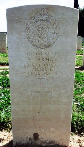 Grave of Spr A Jarman, Ramleh War Cemetery, Israel, 2015.