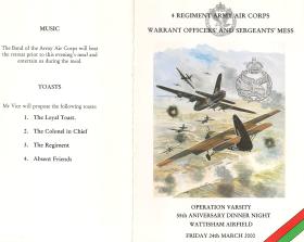 4 Regt AAC Op Varsity Commemorative Dinner Menu Cover, 2000