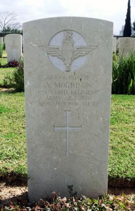 Grave of Pte A Morrison, Ramleh War Cemtery, Israel, 2015.