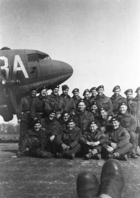 4 Platoon B Company 8th Battalion just before take off for Rhine Crossing, 1945.