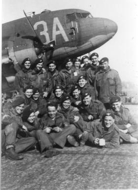 Men from 4 Platoon B Company 8th Battalion before take off for Rhine Crossing. 1945