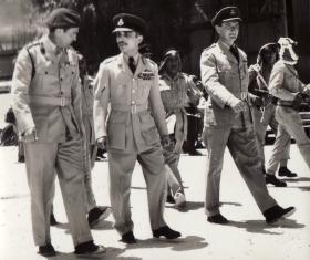 Brig Tom Pearson (16 Para Brigade) with HM King Hussein of Jordan, 1958.