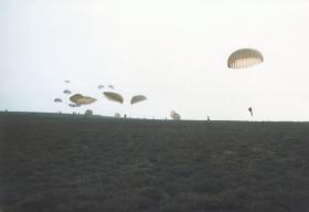 Members of 4 Para and 144 Para PFA on an early morning drop on to Dolby DZ Isle of Man April 1984