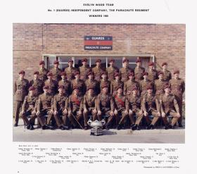 Group portrait of the Evelyn Wood Team, No 1 (Guards) Independent Company, The Parachute Regiment, Winners 1966