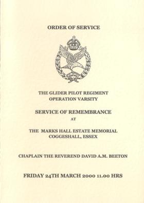 GPR Op Varsity Service of Remembrance Hymn Book, March 2000