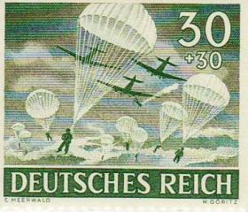 Third Reich Stamp depicting German Airborne Forces, 1943