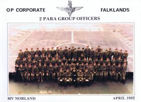 Group photo of 2 Para Group Officers, MV Norland, April 1982