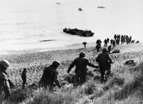 Paratroops practising their withdrawal to the landing craft for the Bruneval Raid
