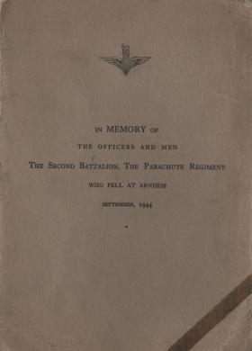 Memorial service booklet for 2nd Parachute Battalion at Arnhem, December 1945