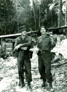 Sgt Allen 'Taff' Alderman and 'Brummie' Flowers, 16 Para Heavy Drop Coy RAOC on loan to 2 PARA, Borneo, 1965. 