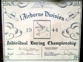 Boxing certificate for Pte Young, 1st Para Bn, 1944.