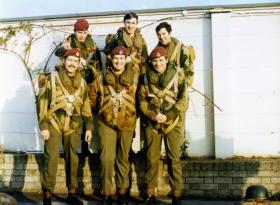 Members of 1 Para Provost Platoon RMP (V) waiting to emplane, RAF Northolt, 1970s.