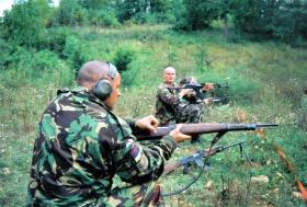 Eddie Edmunds and Sean Statham, Range Day, Bosnia, 2000. 