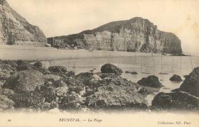 Postcard view of Bruneval Beach including the Beach Fort, pre-war c1920s.