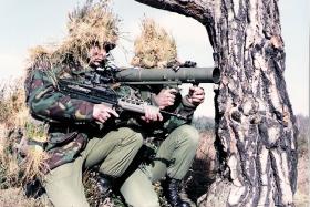 Paratroopers armed with a Carl Gustav on exercise, circa 1980s
