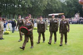 The Col Commandant, COs and Regt Lt Col at the memorial service, Arnhem Oosterbeek Cemetery, 23 September 2012.