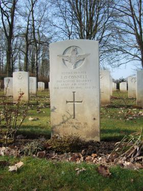 Grave of Pte James O'Connell, Hotton War Cemetery, Belgium, 2015. 
