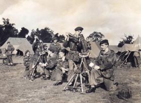 Members of 44th Parachute Brigade performing 3 inch mortar drills, Ex King's Joker, 1953