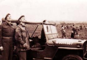 Sgt Alcock and unknown with Jeep, possibly Hankley Common.