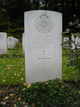 Headstone for Dvr Ernest Field, Reichswald Forest War Cemetery, 2010.