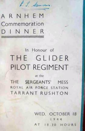 Arnhem Commemoration Dinner menu, GPR Sgt's Mess, 18 October 1944
