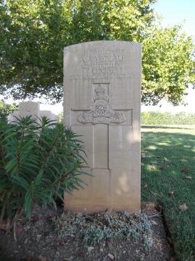 Headstone for Gnr AA Metcalfe, Bari War Cemetery, November 2011.