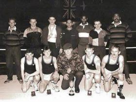  Headquarters Company, 3 PARA, Novices boxing team, Palace Barracks, c1990.